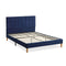Bed Frame Mattress Base Platform Wooden Velvet Headboard Blue