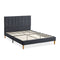 Bed Frame Mattress Base Platform Wooden Velvet Headboard Grey