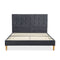 Bed Frame Mattress Base Platform Wooden Velvet Headboard Grey