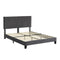 Bed Frame Mattress Base Wooden Velvet Headboard Grey