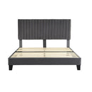 Bed Frame Mattress Base Wooden Velvet Headboard Grey