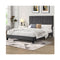 Bed Frame Mattress Base Wooden Velvet Headboard Grey