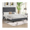 Bed Frame Mattress Base Wooden Velvet Headboard Grey