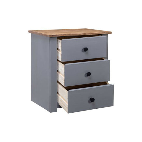 Bedside Cabinet Grey 46 X 40 X 57 Cm Pinewood Panama Range