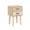2 Drawers Solid Pinewood Bedside Cabinet