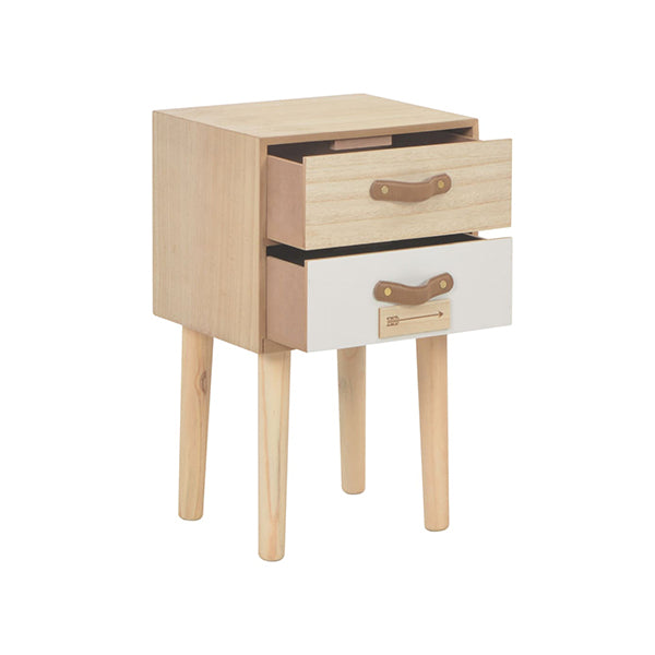 2 Drawers Solid Pinewood Bedside Cabinet