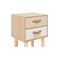 2 Drawers Solid Pinewood Bedside Cabinet