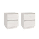 Bedside Cabinets 2 Pcs White 40 X 35 X 50 Cm Solid Wood Pine