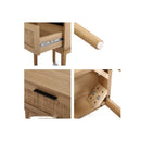 Bedside Table 1 Drawer Storage Cabinet Rattan Wood Nightstand