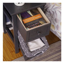 Bedside Table Nightstand With Drawer And Wicker Basket Grey