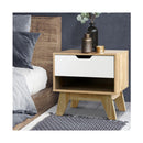 Bedside Table Drawer Nightstand Shelf Cabinet Storage Lamp Side Wooden
