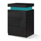 Bedside Table Led Nightstand 3 Drawers 4 Side High Gloss Black