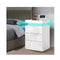 Bedside Table Led Nightstand 3 Drawers 4 Side High Gloss White