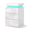 Bedside Table Led Nightstand 3 Drawers 4 Side High Gloss White