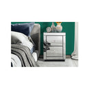 Bedside Table Mirrored Cabinet Nightstand Side Table Drawers Silver