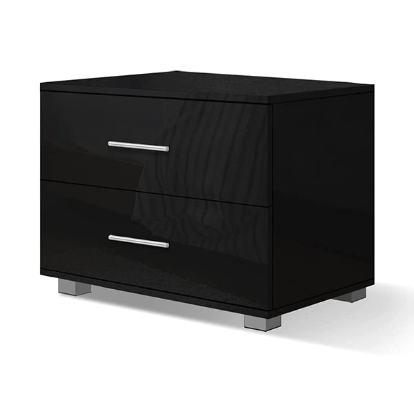 Bedside Table Nightstand 4 Side High Gloss Black Side End Table