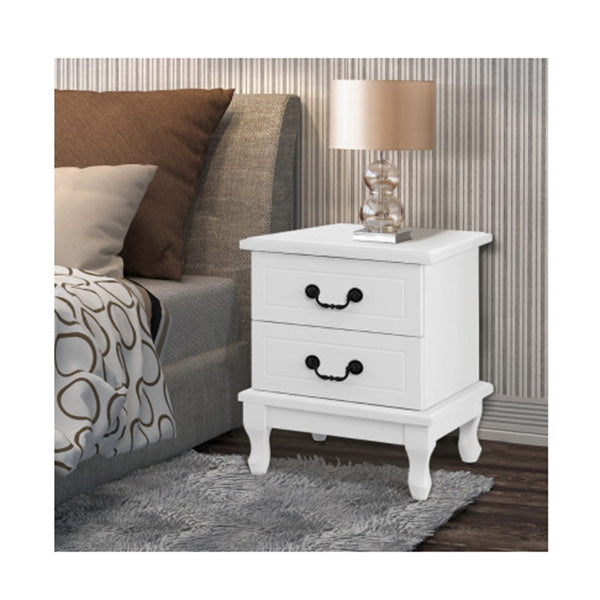 Bedside Tables 2 Drawers Side Table French Nightstand Storage Cabinet