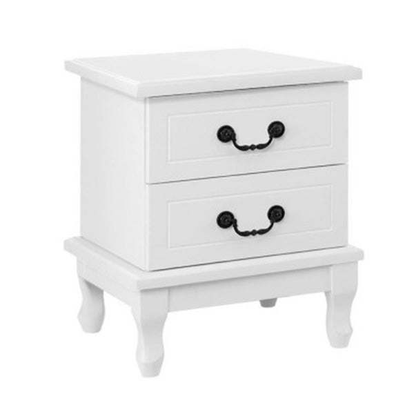 Bedside Tables 2 Drawers Side Table French Nightstand Storage Cabinet