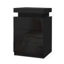 Bedside Tables 3 Drawers Rgb Led High Gloss Nightstand