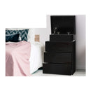 Bedside Tables 3 Drawers Rgb Led High Gloss Nightstand