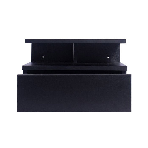 Bedside Tables Led Side Table Storage Drawer Floating Nightstand Black