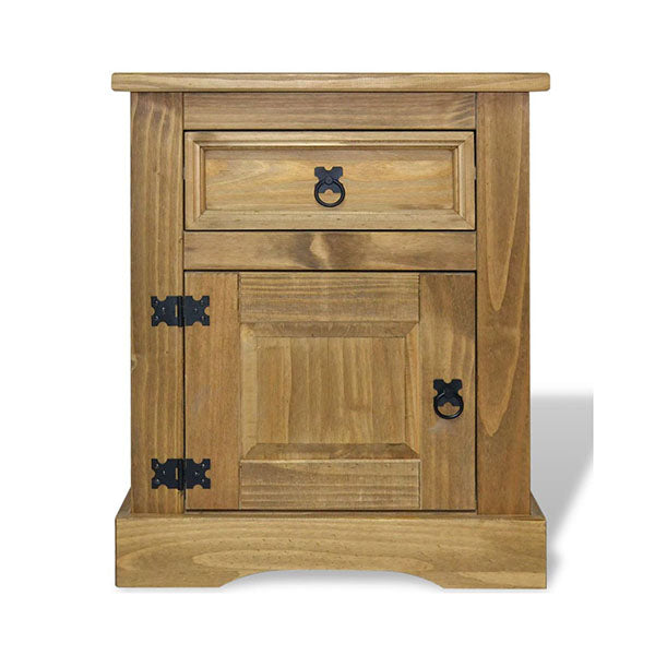 Bedside Cabinet Mexican Pine Corona Range 53 X 39 X 67 Cm