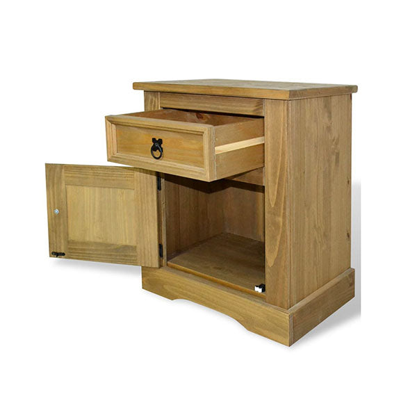 Bedside Cabinet Mexican Pine Corona Range 53 X 39 X 67 Cm