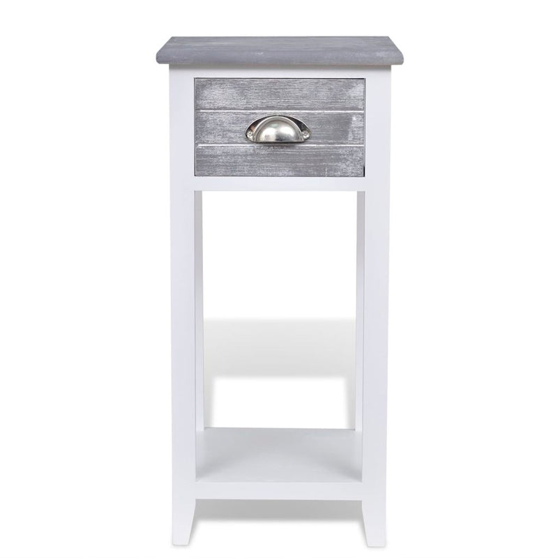 Bedside Cabinet / Telephone Stand With 1 Drawer - Grey/White