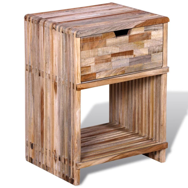 Bedside Cabinet With Drawers Reclaimed Teak