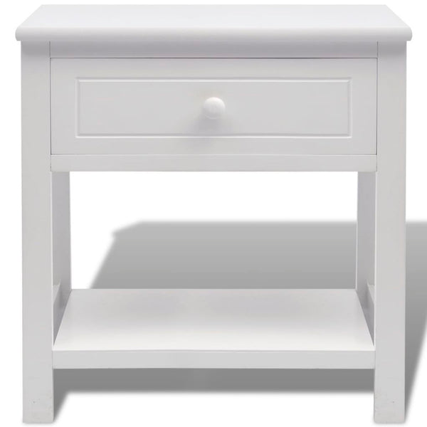 Bedside Cabinet Wood - White