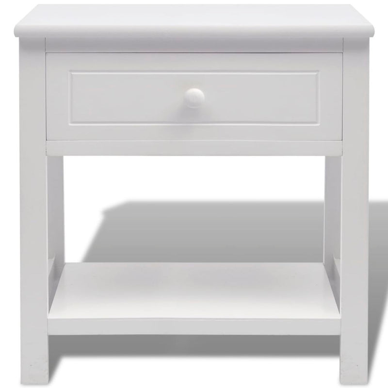 Bedside Cabinet Wood - White