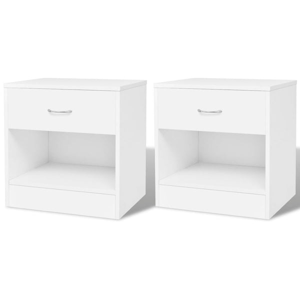 Bedside Cabinets With Drawer (2 Pcs) - White