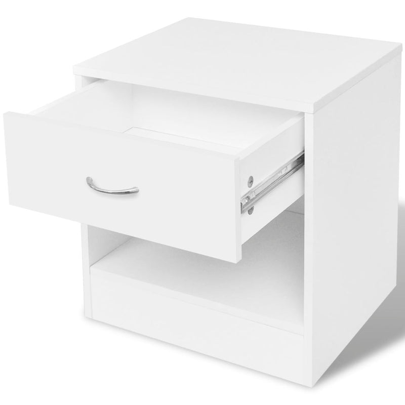 Bedside Cabinets With Drawer (2 Pcs) - White