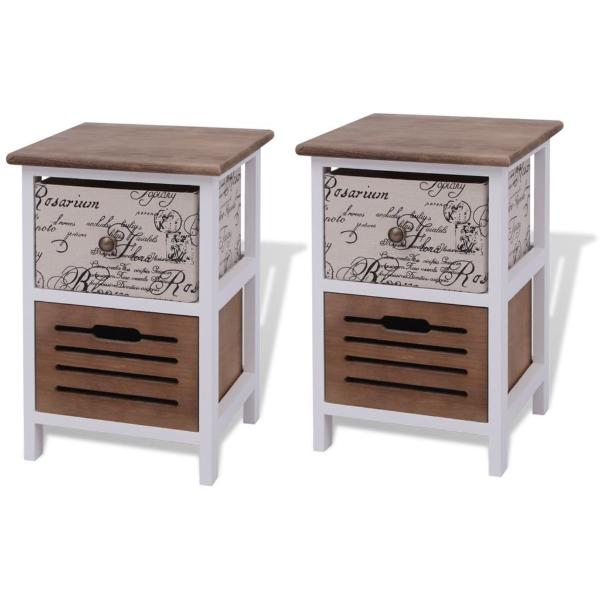 Bedside Cabinets Wood (2 Pcs)