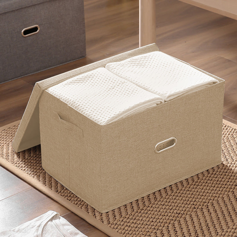 Beige Medium Foldable Canvas Storage Box