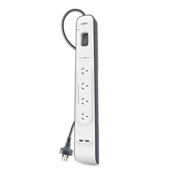 Belkin 4 OUtlet Surge Protector With 2m Cord with 2 USB Ports (2.4A)