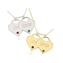 Birthstone Heart Necklace With Engraved Names