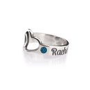 Birthstone Ring With Engraved Hearts And Names