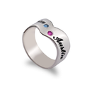 Birthstone Ring With Two Engraved Names