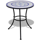 Bistro Table 60 Cm Mosaic With 2 Chairs - Blue / White