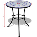 Bistro Table 60 Cm Mosaic With 2 Chairs - Blue / White