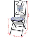 Bistro Table 60 Cm Mosaic With 2 Chairs - Blue / White