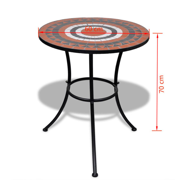 Bistro Table 60 Cm Mosaic With 2 Chairs - Terracotta / White