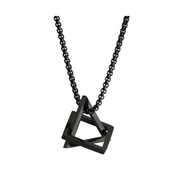 Black 3D Pendant Mens Stainless Steel Necklace