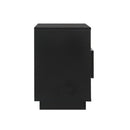 Black Bedside Table Rgb Led Drawers Nightstand High Gloss
