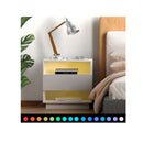 Black Bedside Table Rgb Led Drawers Nightstand High Gloss