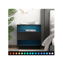 Black Bedside Table Rgb Led Drawers Nightstand High Gloss