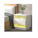 Black Bedside Table Rgb Led Drawers Nightstand High Gloss