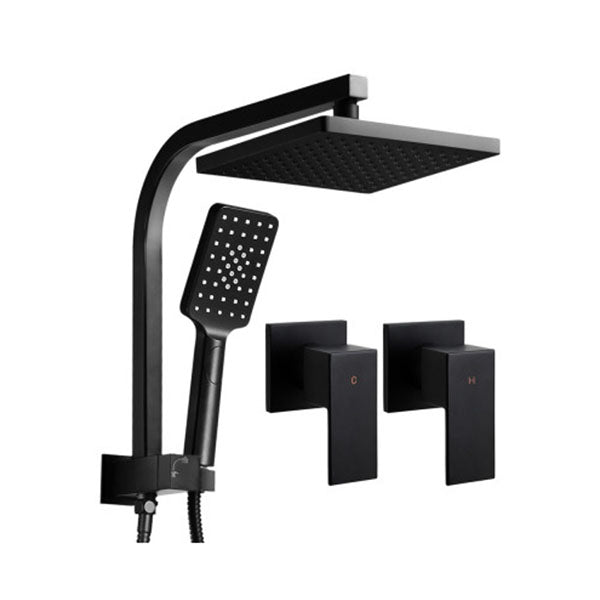 Black High Pressure Rain Shower Head Taps Square Handheld