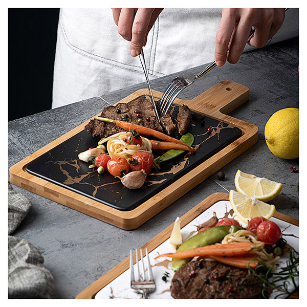 Black Square Wooden Serving Tray